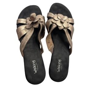 Walking Cradles Womens 7W Bronze Metallic Floral Wedge‎ Sandals W0288819M